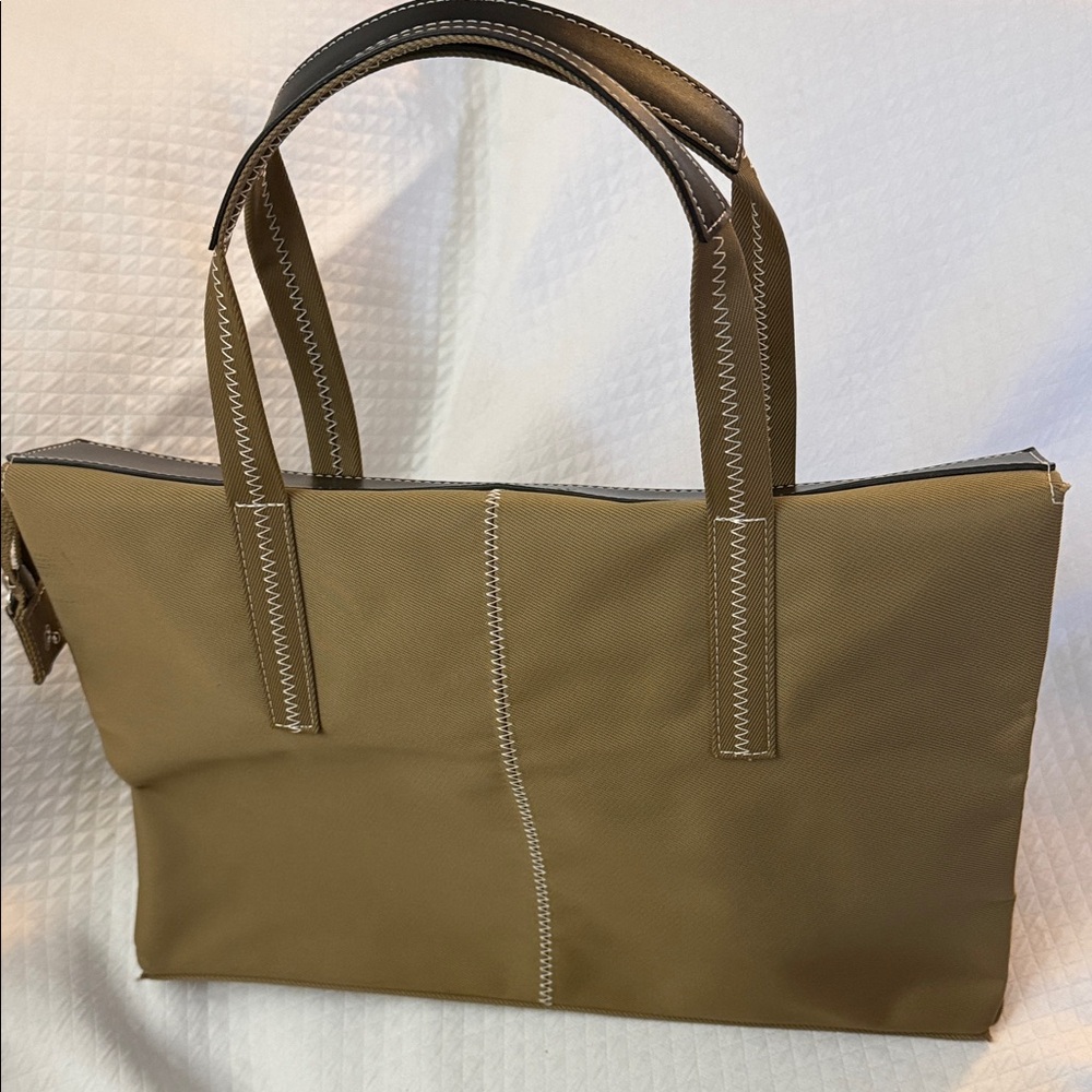 LIKE NEW ✨ MAXX NEW YORK Vintage Nylon Tote - Camel & Black Leather - Picture 4 of 13